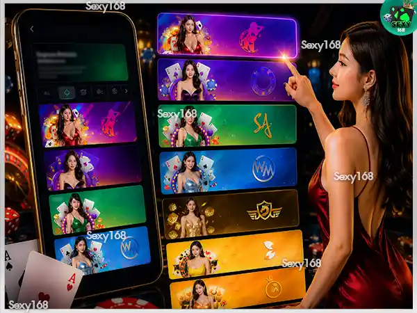 เลือกค่ายคาสิโนสดที่ต้องการเล่น sexy168 game