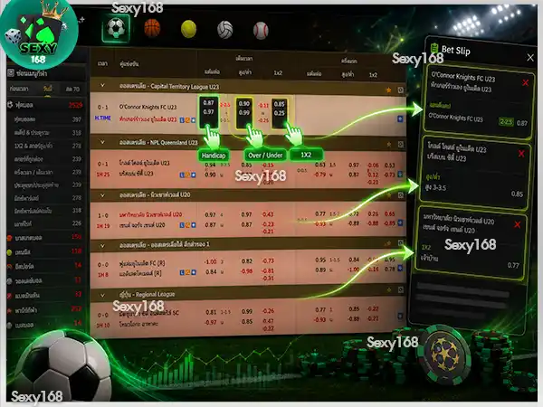 เลือกประเภทการเดิมพันที่ต้องการ sexy168 game