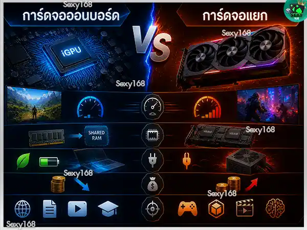 การ์ดจอออนบอร์ด กับ การ์ดจอแยก ต่างกันยังไง